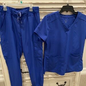 Med Couture Women's Blue Jogger Scrub Set